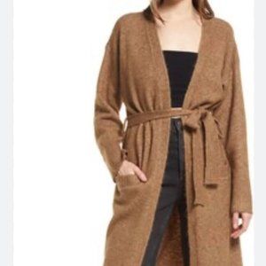 Topshop Camel Belted Duster Cardigan Sweater Size XS